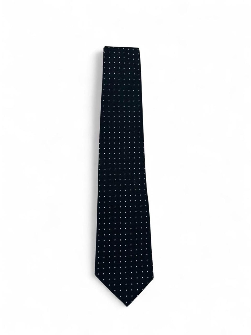 Lauren Ralph Lauren Silk Tie Black White Pin Dot USA Made Hand Finished 57”
